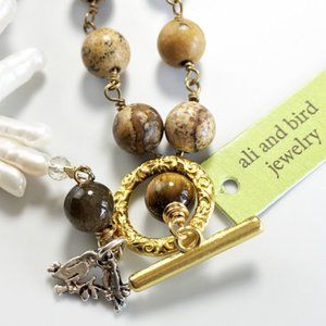 Beautiful Ali & Bird Freshwater Pearl Necklace, Two Left